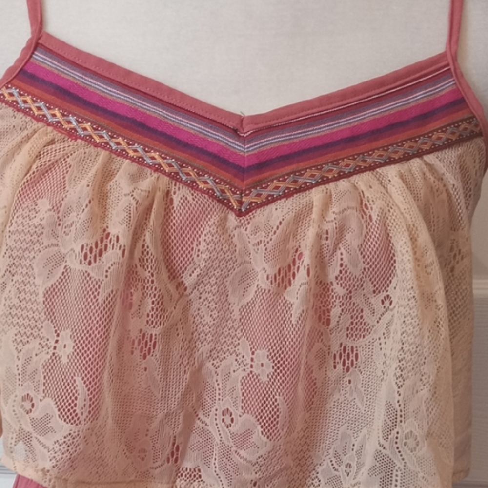 Flying Tomato lace detailed peach orange spaghetti straps maxi dress. Medium - Picture 2 of 9